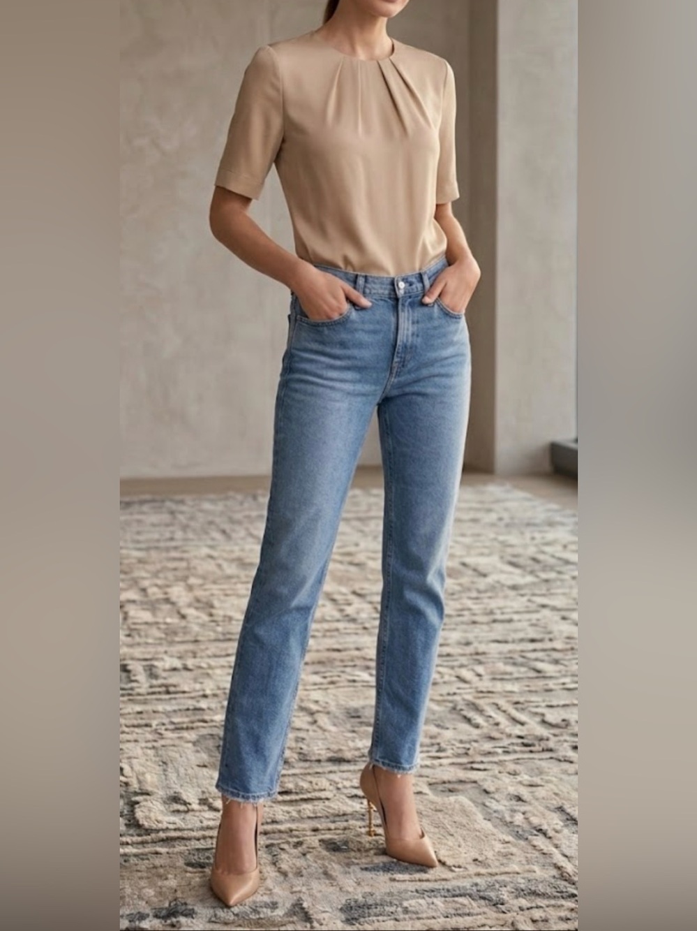 INGA Vintage look Citizens Of Humanity Straight-Leg Jeans — Light Blue Wash